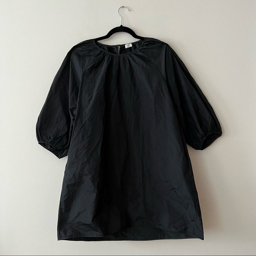Aritzia Wilfred Cava Black Taffeta Trapeze Dress
